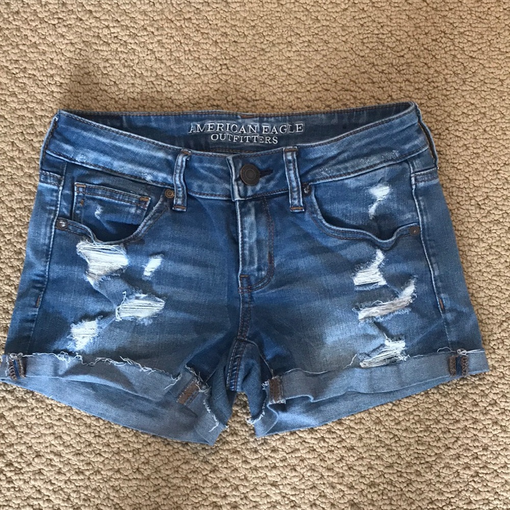 Ripped blue jean American Eagle Shorts